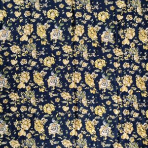 F06 — Golden flowers on navy — full pattern