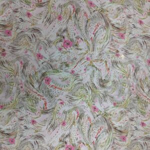 F09 — Pink botanical on ivory — full pattern