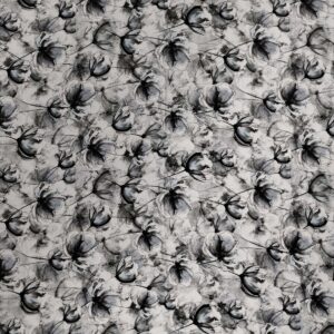 F28 — Black botanical on ivory — full pattern