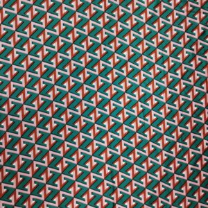 F32 — Coral and teal geometric — full pattern